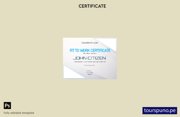 lista para imprimir la plantilla de certificado USA Fit to Work